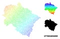 Vector Rainbow Colored Dot Map of Uttarakhand State