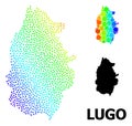 Vector Rainbow Colored Dotted Map of Lugo Province