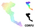 Vector Rainbow Colored Pixel Map of Corfu Island