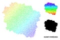 Vector Rainbow Colored Pixelated Map of Kujawy-Pomerania Province