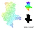 Vector Rainbow Colored Pixelated Map of Saxony-Anhalt State