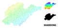 Vector Rainbow Colored Pixelated Map of Shandong Province