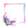 Vector rainbow frame with flower in corner on white background Royalty Free Stock Photo