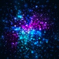 Vector rainbow glowing light glitter background. Galaxy magic lights background