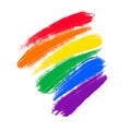 vector rainbow paint stroke textured, colorful stripes in color of LGBT community. Artistic watercolor hand drawn brush