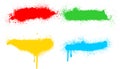 Vector rainbow, red, yellow, green, blue and white ink splash, blot and brush stroke Grunge textured element. Colorful paint splat Royalty Free Stock Photo