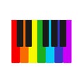 Vector rainbow sign of piano keys. Music icon isolated on white background. Seven multicolored and five black keys Royalty Free Stock Photo