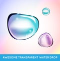 Vector Rainbow Soap Water Bubbles Set. Transparent Isolated Real