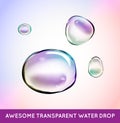 Vector Rainbow Soap Water Bubbles Set. Transparent Isolated Real Royalty Free Stock Photo