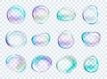Vector Rainbow Soap Water Bubbles Set. Transparent Real Royalty Free Stock Photo