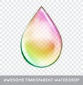 Vector Rainbow Water Drop. Transparent Realistic Design