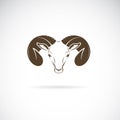 Vector of ram head or mountain sheep design on white background., goat Icon., Wild Animals. Royalty Free Stock Photo