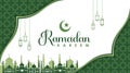 Vector Ramadan Kareem Background with Seamless Pattern with dark green theme