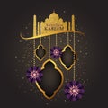 Vector of Ramadan Kareem with intricate lamp design for the celebration of Muslim community festival.