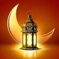 Vector ramadan kareem lantern realistic moon