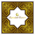 Vector Ramadan muslim background, greeting card, mockup with gold ornaments and the traditional star.