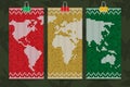 Vector rastafari world map business cards set knitting