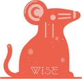 Vector Rat Icon inspired by minimalist Scandinavian wooden toy style, part of Chinese Zodiac Icon Set in Swedish folk