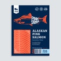 Vector raw pink salmon in a packaging design concept