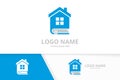 Vector real estate and book logo combination. Unique home and bookstore logotype design template. Royalty Free Stock Photo