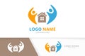 Vector real estate and family logo combination. Unique home and team logotype design template. Royalty Free Stock Photo