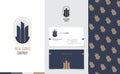 Vector : Real Estate Logo with business name card and corporate pattern in luxury geometric style, Branding concept