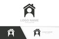 Vector real estate and man logo combination. House and human logotype design template. Royalty Free Stock Photo