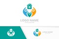 Vector real estate and team logo combination. House and family logotype design template. Royalty Free Stock Photo