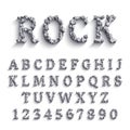 Vector realisitc font made of rocks with shadows.