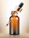 oil essence in brown glass bottle with a pipette