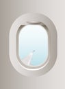 Vector realistic aircraft windows with a blue sky Royalty Free Stock Photo