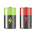 Vector realistic alkaline charging batteries icon set. Design template. Closeup isolated on white background.