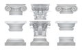 Vector realistic ancient greek roma column capitals set.