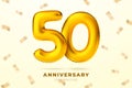 Vector anniversary golden ballons number 50