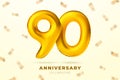 Vector anniversary golden ballons number 90