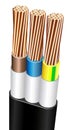 Vector realistic armored multicore electric cable wire