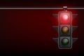 Vector Realistic Banner with Hanging Traffic Light with Glowing Red Prohibiting Signal Isolated on Black Background Royalty Free Stock Photo