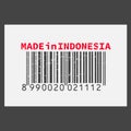 Vector realistic barcode Made in Indonesia on dark background.