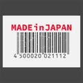 Vector realistic barcode Made in Japan on dark background.