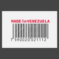 Vector realistic barcode Made in Venezuela on dark background.