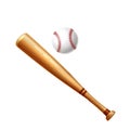 Vector realistic baseball bat and ball for betting Royalty Free Stock Photo