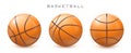 Vector realistic basketball balls in different views. Sport equipment illustration isolated on white background EPS10 Royalty Free Stock Photo