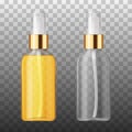 Vector 3D Realistic beauty hair care protection cosmetic product. Plastic white and tranparent container of spray bottle