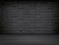 Vector Realistic Black Brick Wall Wood Floor Room