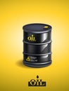 Vector realistic black metal oil barrel Royalty Free Stock Photo