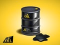 Vector realistic black metal oil barrel Royalty Free Stock Photo