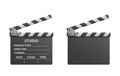 Vector realistic of black open clapperboard or clapper - stock vector