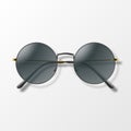 Vector Realistic Black Round Frame Glasses Frame Closeup Isolated. Transparent Sunglasses for Women and Men. Optics