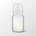 Vector realistic blank baby mother breast milk in baby milk bottle with cap icon closeup isolated on white background Royalty Free Stock Photo