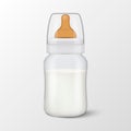 Vector realistic blank baby mother breast milk in baby milk bottle with cap icon closeup isolated on white background Royalty Free Stock Photo